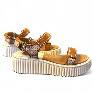 Dolce Vita Brown and Cream Platform Sandals